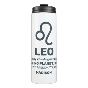 Custom Name / Text Zodiac Sign Leo Thermal Tumbler