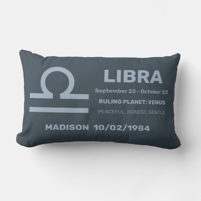Custom Name / Text Zodiac Sign Libra Lumbar Cushion (Front)