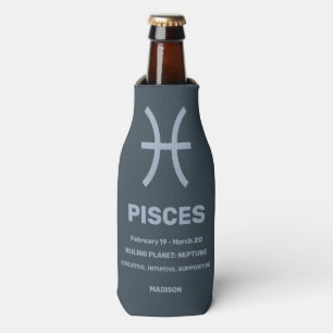 Custom Name / Text Zodiac Sign Pisces Bottle Cooler