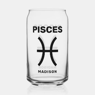 Custom Name / Text Zodiac Sign Pisces Can Glass