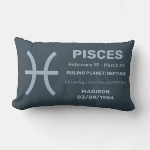 Custom Name / Text Zodiac Sign Pisces Lumbar Cushion