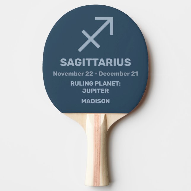 Custom Name / Text Zodiac Sign Sagittarius Ping Pong Paddle (Front)