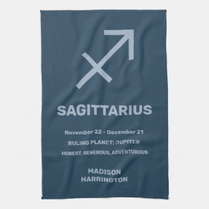 Custom Name / Text Zodiac Sign Sagittarius Tea Towel