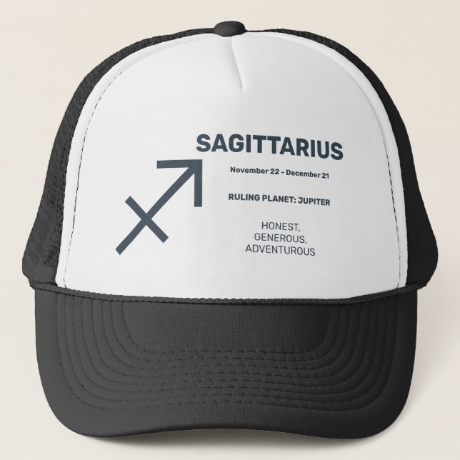 Custom Name / Text Zodiac Sign Sagittarius Trucker Hat (Front)