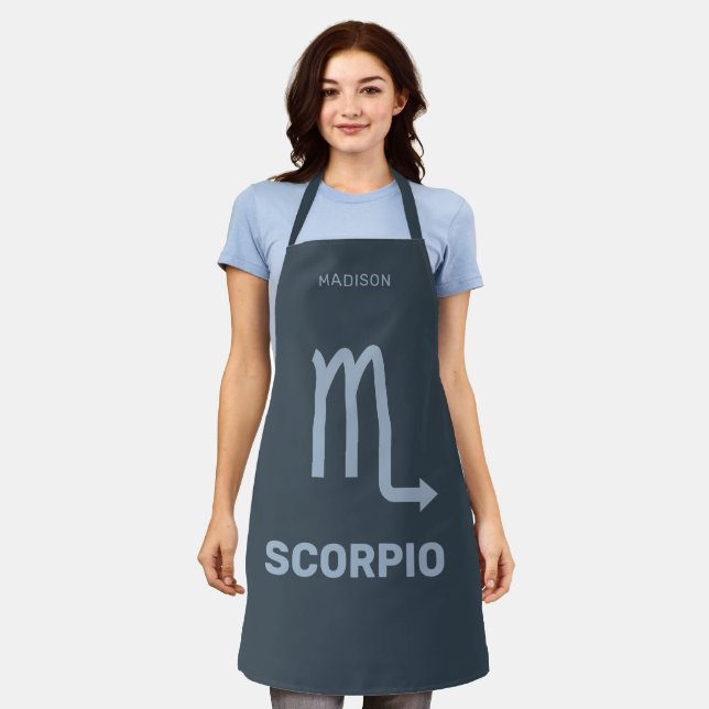 Custom Name / Text Zodiac Sign Scorpio Apron (Worn)