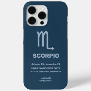 Custom Name / Text Zodiac Sign Scorpio iPhone 15 Pro Max Case