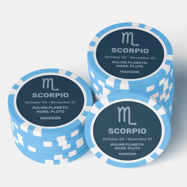 Custom Name / Text Zodiac Sign Scorpio Poker Chips (Stack)