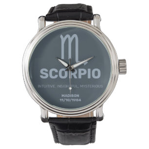 Custom Name / Text Zodiac Sign Scorpio Watch