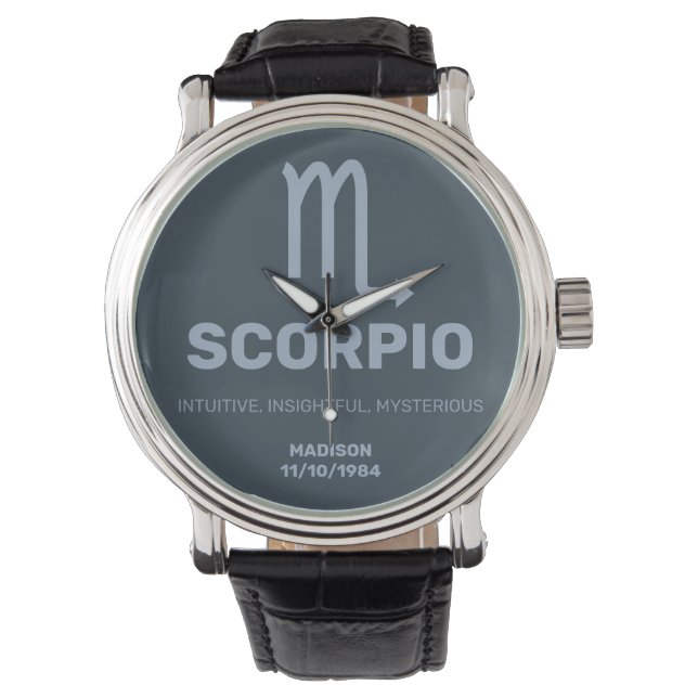Custom Name / Text Zodiac Sign Scorpio Watch (Front)