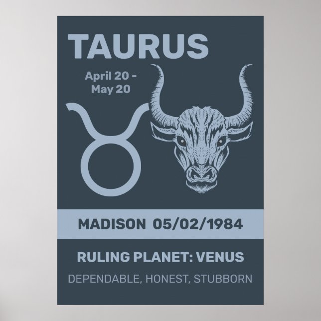 Custom Name / Text Zodiac Sign Taurus (Front)