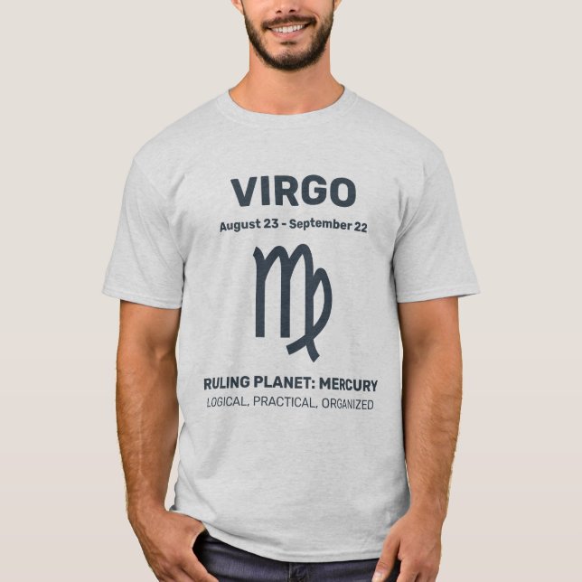 Custom Name / Text Zodiac Sign Virgo T-Shirt (Front)