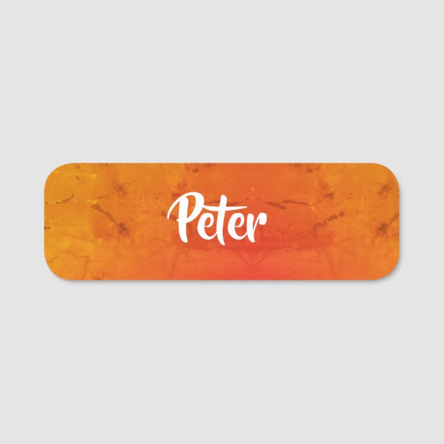 Custom name textured orange name tag (Front)