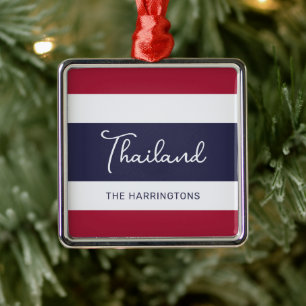 Custom Name Thailand Colours Metal Tree Decoration