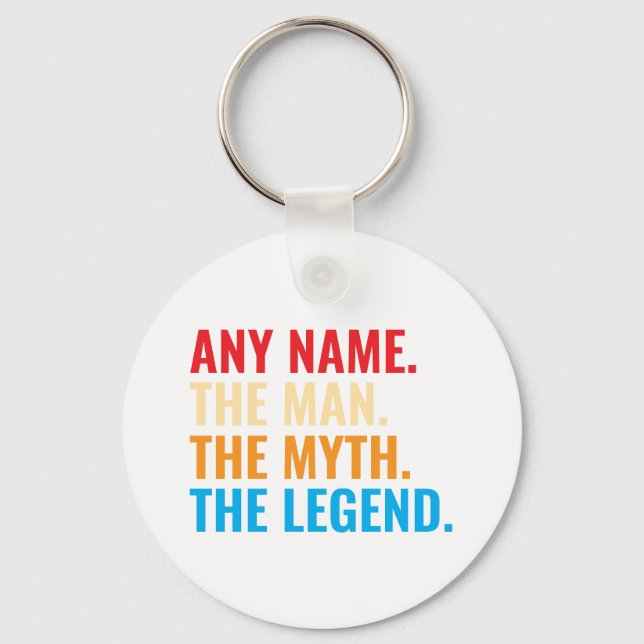 Custom Name The Man The Myth The Legend Retro Key Ring (Front)