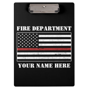 Custom Name Thin Red Line Flag Proud Firefighter Clipboard