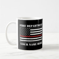 Custom Name Thin Red Line Flag Proud Firefighter