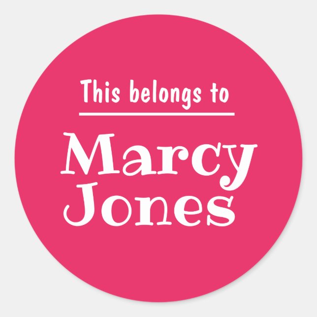 Custom Name This Belongs To Personalised Stickers  (Front)