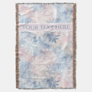 Custom Name Throw Blanket – Watercolor Snowflakes