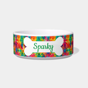 Custom Name Tie Dye Pet Dog Bowl