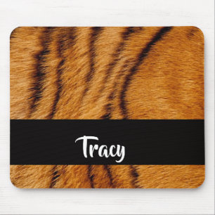 Custom name tiger skin mouse pad