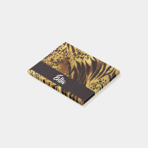 Custom name tiger skin print post-it notes