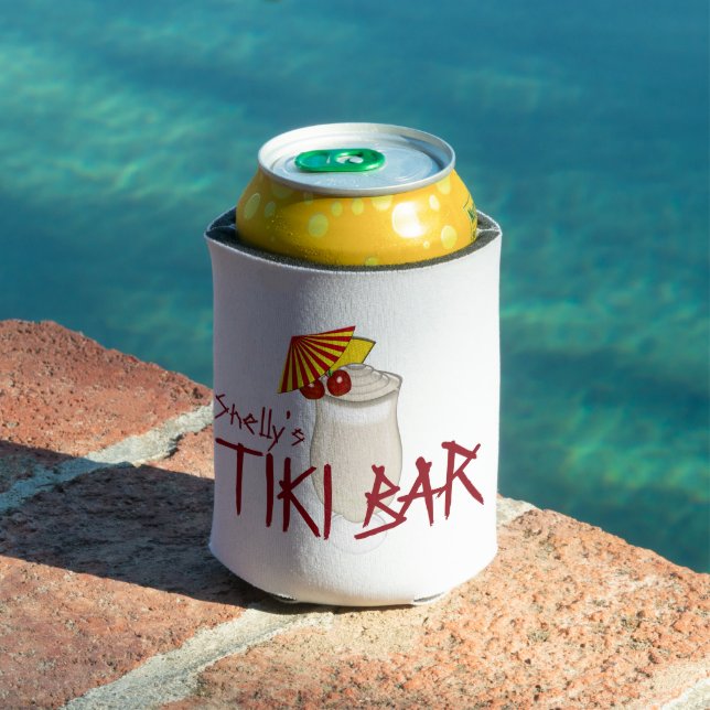 Custom Name Tiki Bar Can Cooler (In Situ Pool)