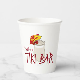 Custom Name Tiki Bar Paper Cups