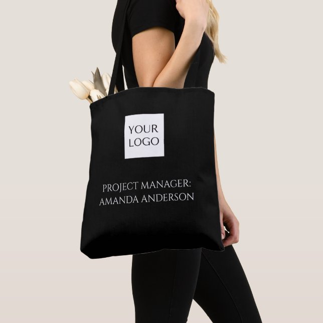 Custom Name Title Business Logo Tote Bag (Close Up)