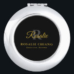 Custom Name & Title Compact Mirror with Monogram<br><div class="desc">Stay polished on the go with this Custom Compact Mirror,  personalised with your name,  title,  and elegant monogram. Sleek and portable,  it's perfect for touch-ups anytime,  anywhere. A thoughtful gift for professionals,  bridesmaids,  or beauty lovers who appreciate a personalised,  sophisticated accessory in their purse or makeup bag.</div>