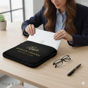 Custom Name & Title Laptop Case with Monogram