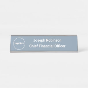 Custom Name Title Logo Dusty Blue Desk Name Plate