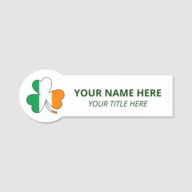 Custom Name & Title St Patrick's Day Shamrock Tag (Front)