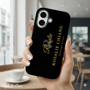 Custom Name & Title with Monogram iPhone 16 Case