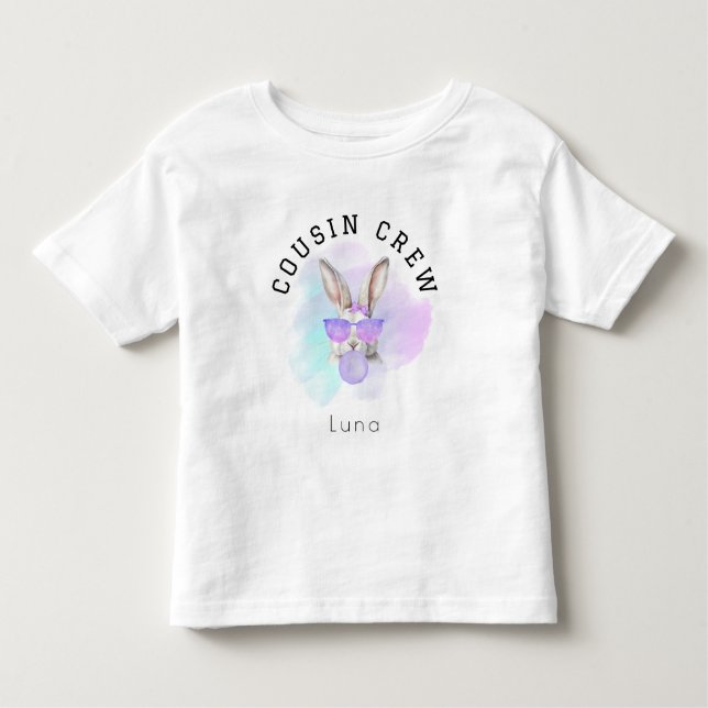 Custom Name Toddler Girl Cousin Crew Easter Family Toddler T-Shirt (Front)