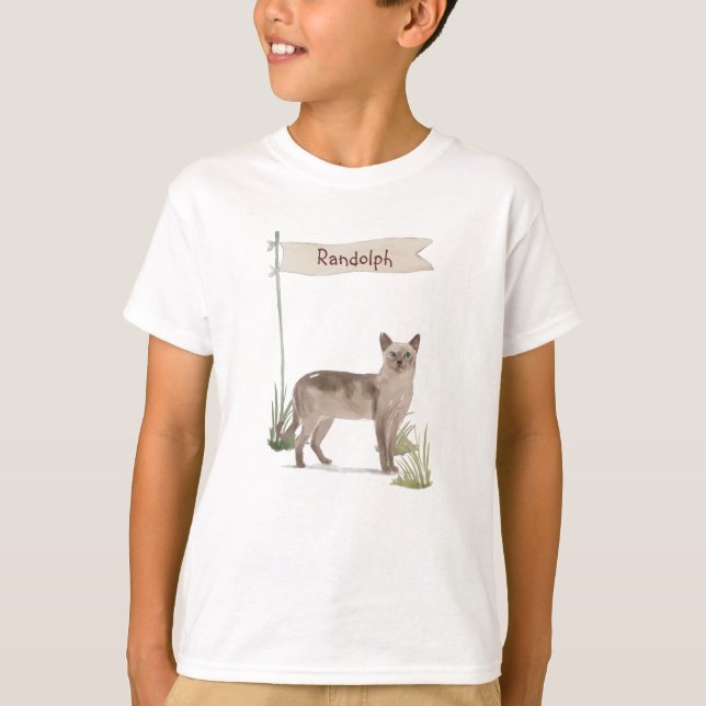 Custom Name Tonkinese Cat Pet T-Shirt (Front)