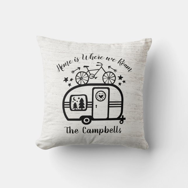 Custom Name Trailer Camping Rving Typography Cushion (Front)