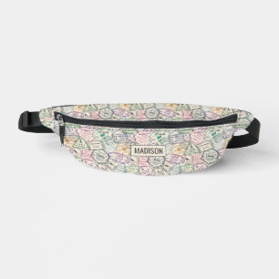 Custom name Travel Stamps Pattern Bum Bags