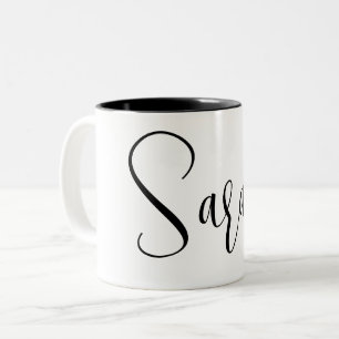 CUSTOM NAME - Trendy Script Personalised Two-Tone Coffee Mug