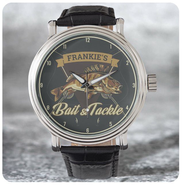 Custom NAME Trophy Fishing Angler Bait Tackle Shop Watch (Creator Uploaded)