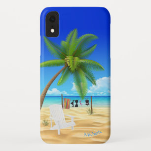 Custom Name Tropical Ocean Beach Scene Case-Mate iPhone Case