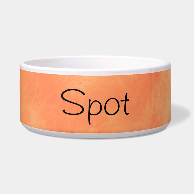 Custom Name Tropical Orange Ceramic Pet Bowl (Front)