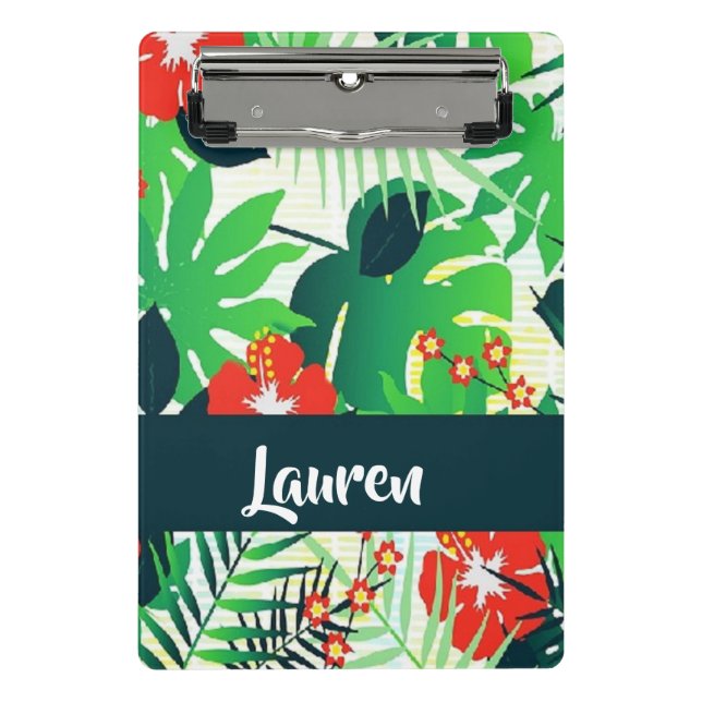 Custom name tropical pattern mini clipboard (Front)