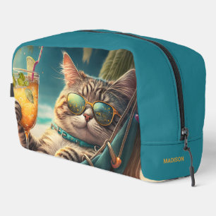 Custom Name Tropical Vacation Cats Dopp Kit