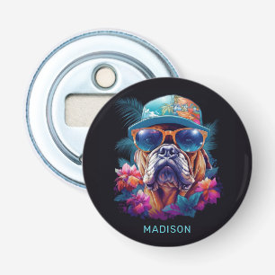Custom Name Tropical Vacation Dog Bottle Opener