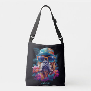 Custom Name Tropical Vacation Dog Crossbody Bag