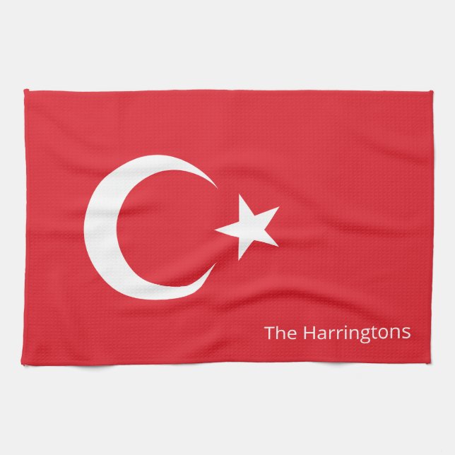 Custom Name Turkey Flag Tea Towel (Horizontal)
