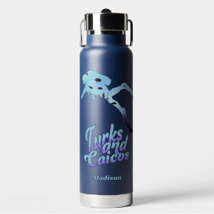 Custom Name Turks and Caicos Diving Water Bottle