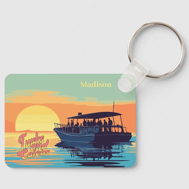 Custom Name Turks and Caicos Key Ring (Front)