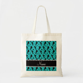 Custom name turquoise roller derby stars tote bag