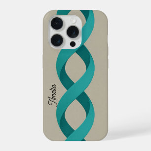 Custom Name Turquoise Spiral Bands iPhone 15 Pro Case